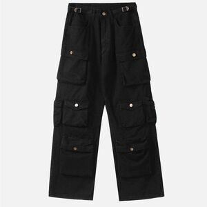 AELFRIC‎ EDEN VINTAGE MULTI-POCKET CARGO PANTS Black size 32 NWT in packaging